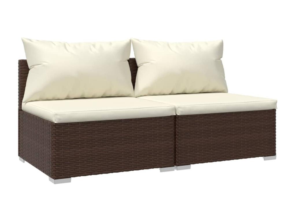 Salon de jardin 2 pièces avec coussins Résine tressée Marron IPLE20075