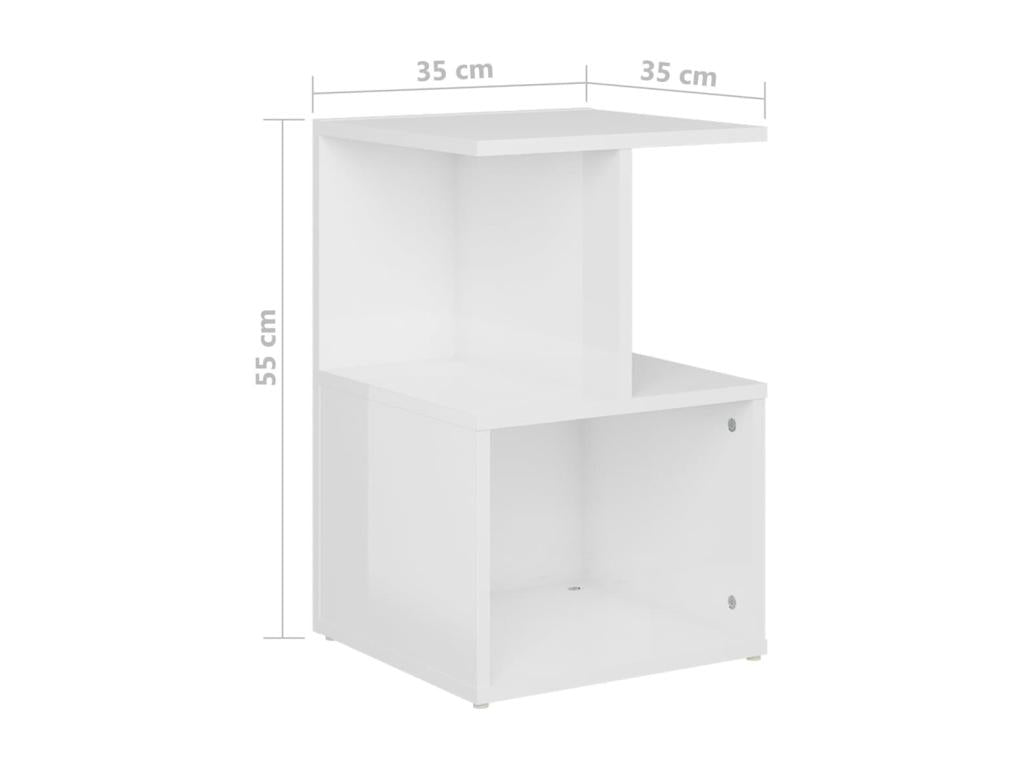 Tables de chevet 2 pcs Blanc brillant 35x35x55 PSZN83030