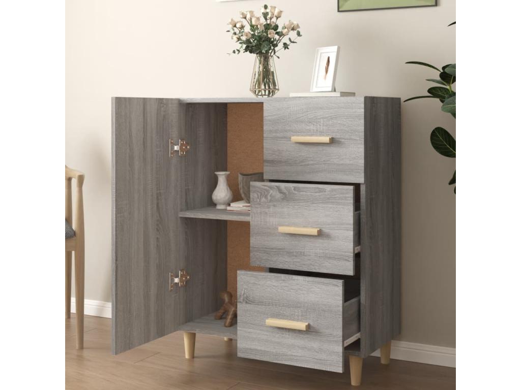 Buffet Boislis gris 69,5x34x90 cm bois d'ingénierie DEEQ15888