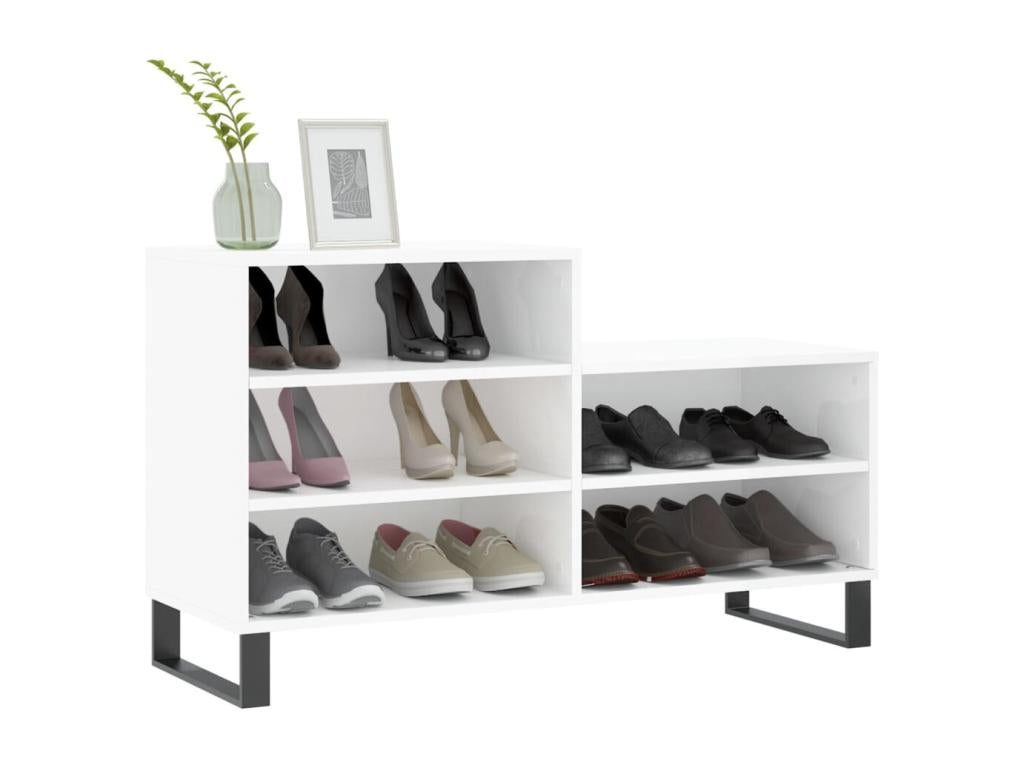 Armoire à chaussures Blanc brillant 102x36x60 Bois ingénierie GSJC77280