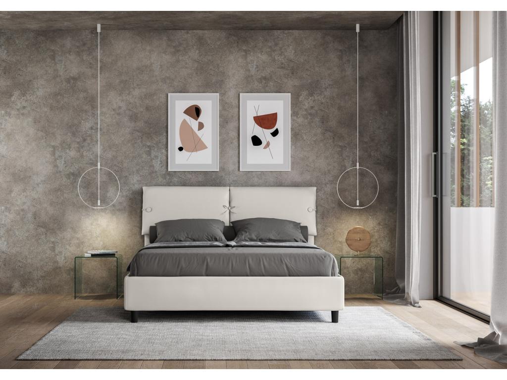 Lit sans sommier rembourré 160x210 similicuir blanc Ventoriq CRBK58474
