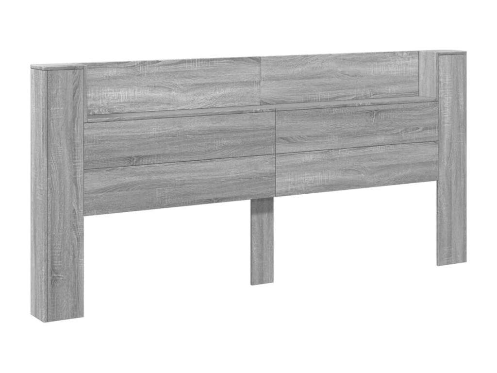 Armoire tête de lit avec LED Mobenze gris 220x16,5x103,5 cm LSAM10740