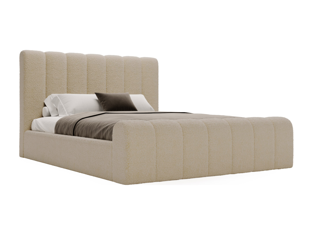 Boislis Lit 160x200 Boislis - Lit Rembourré avec Rangement Sommier à Boislis Lit adulte 160x200 bouclé - Beige Anthologie 3 BXQB08584