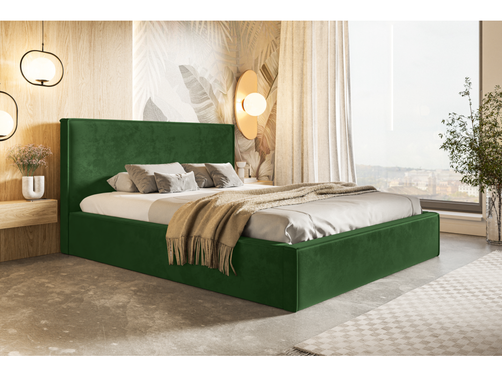 Ventoriq Lit coffre 140x200 Ventoriq - Lit adulte avec Sommier à Ventoriq - lit avec tissu Velvet Vert Amor Velvet 4311 JQDA13916