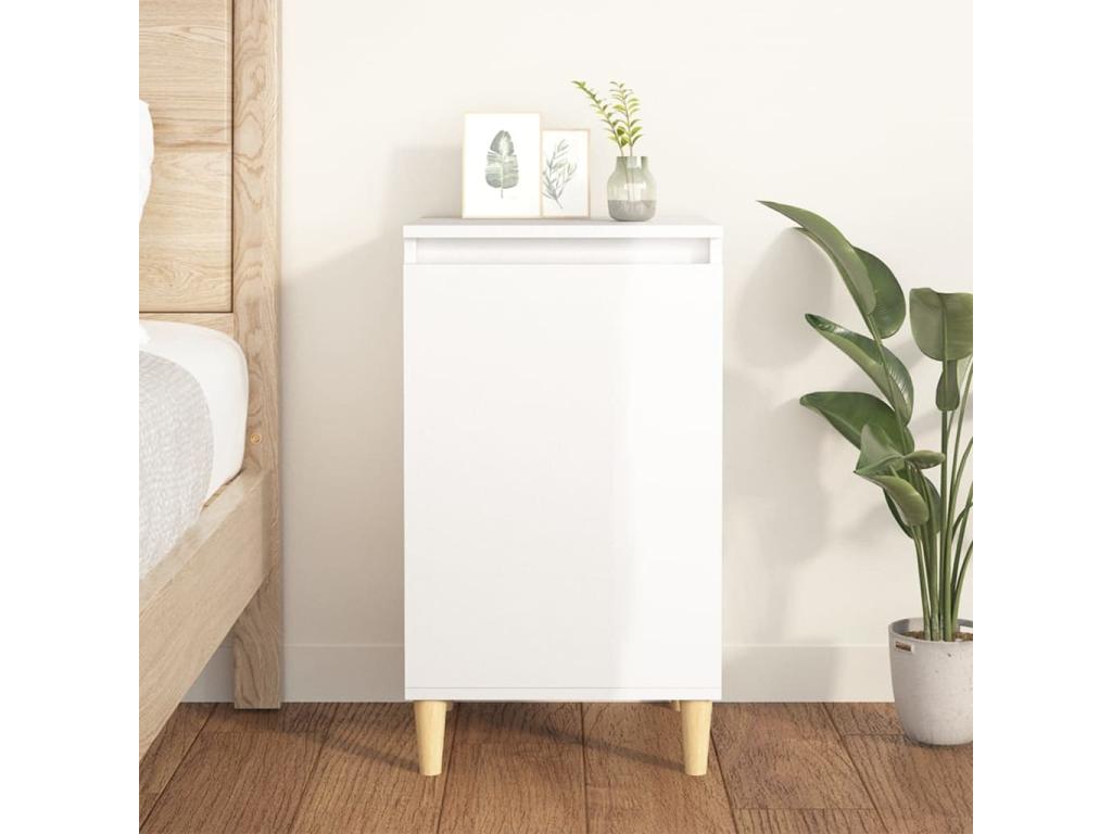 Table de chevet blanc brillant 40x35x70 bois d'ingénierie MRDH96839