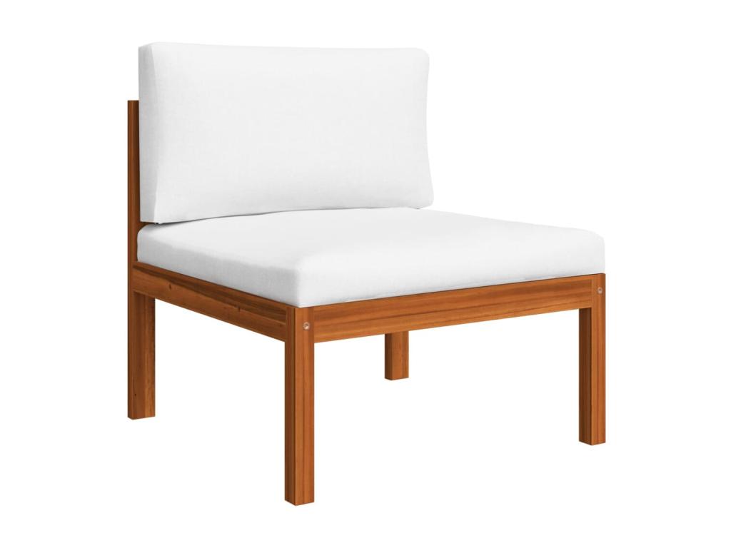 Salon de jardin 4 pcs avec coussins Crème Bois d'Boislis solide IRWO21425