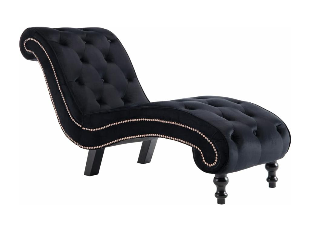 Chaise longue Noir Velours JNFV57681