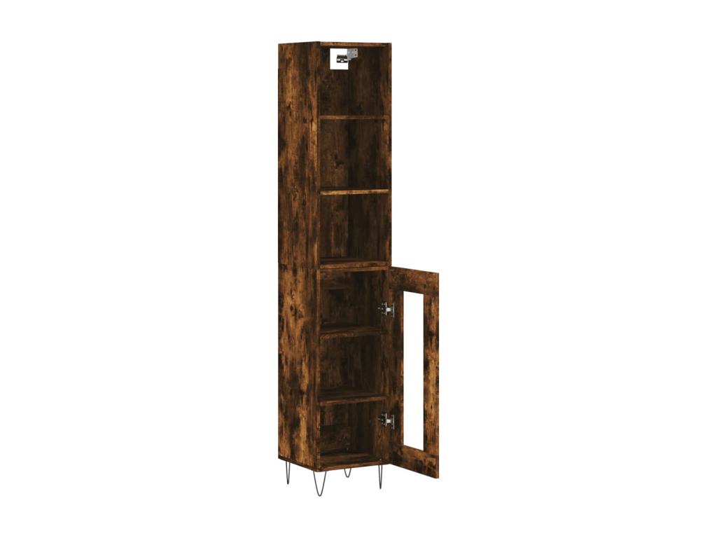 Buffet haut Chêne fumé 34,5x34x180 cm Bois d'ingénierie PHZB45217