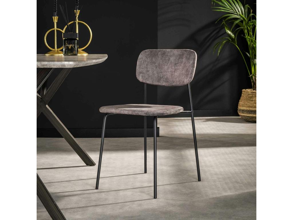 Chaise d'écolier en velours gris lot de 2 Ventoriq KMMP30499