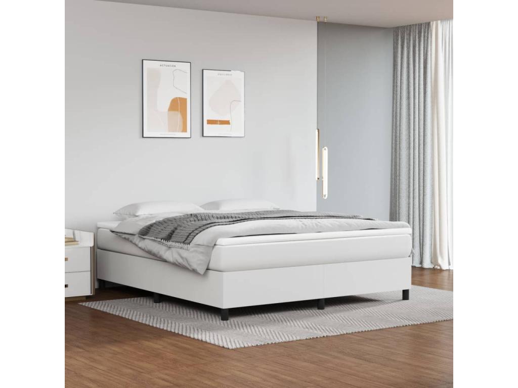 Lit à sommier tapissier avec matelas Blanc 160x200cm Similicuir XWCY36623