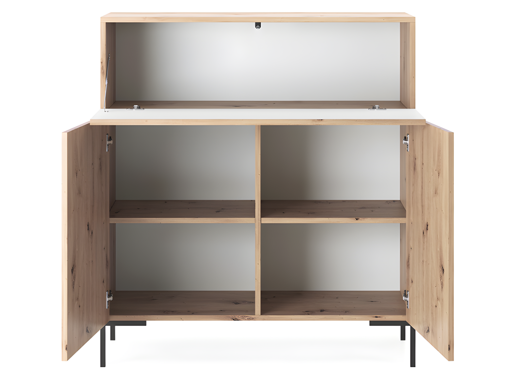 Commode de 92 cm de haut - en lamelles de chêne - Ventoriq NIHA10823