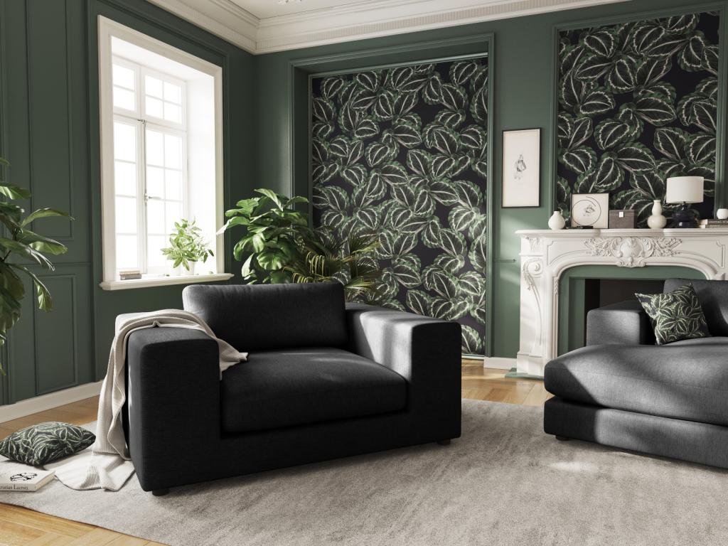 Ventoriq - Canapé Tendance 1.5 place en tissu structurel noir - 156x122x72cm GHUA61634