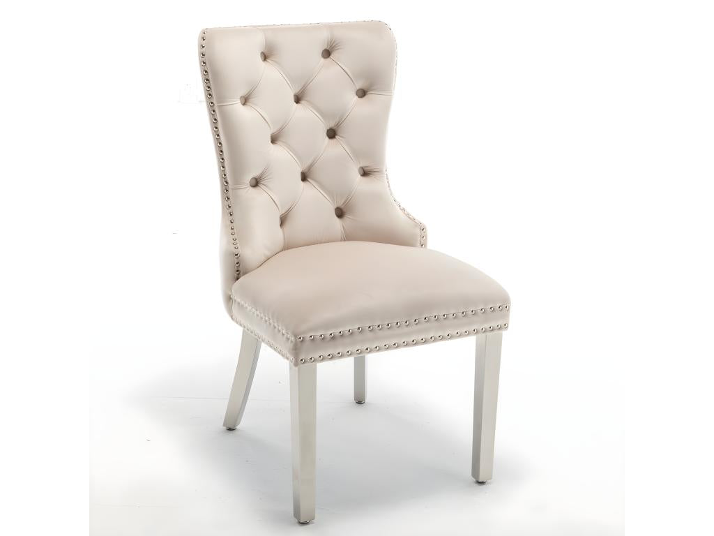 Lot de 2 chaises Mobenze Cloûté en Mobenze beige pied chromé CZBX87854