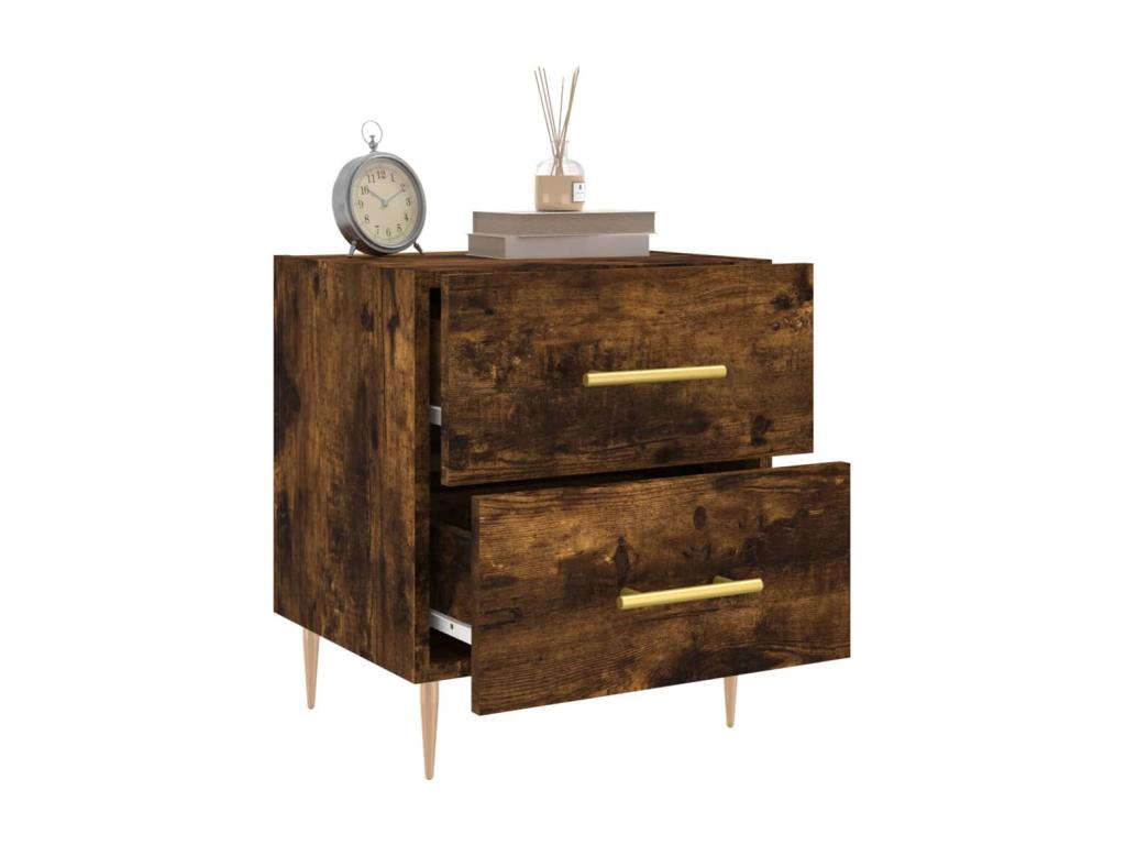 Tables de chevet 2pcs chêne fumé 40x35x47.5cm bois d'ingénierie AEHL20653
