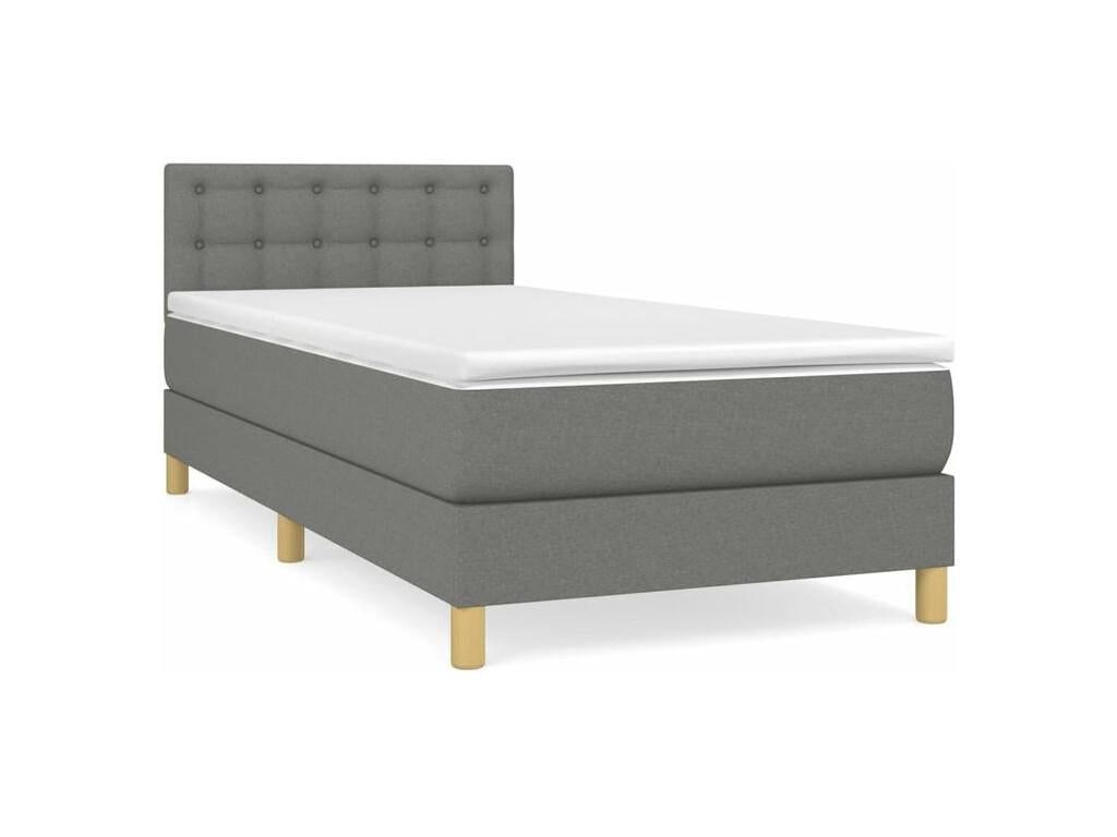 Sommier à Ventoriq de lit avec matelas Gris foncé 90x200 Tissu OJOT29183