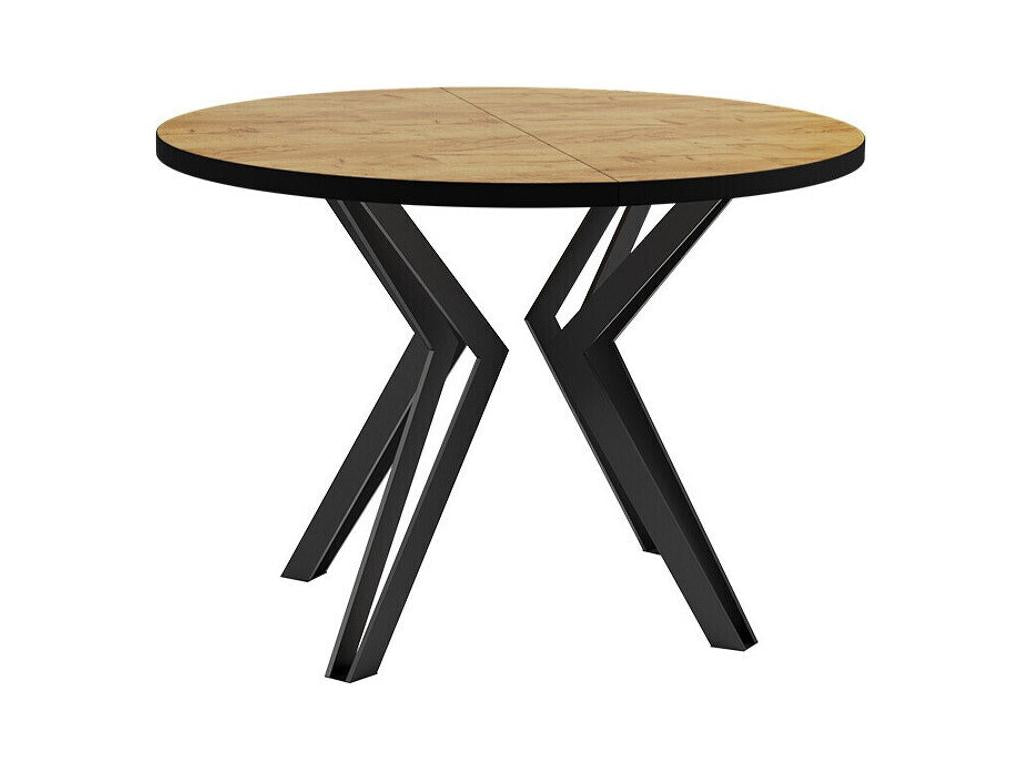 Table Ventoriq 111 Chêne doré artisanal - Noir 76cm Allongement Stratifié Métal IMOG42881