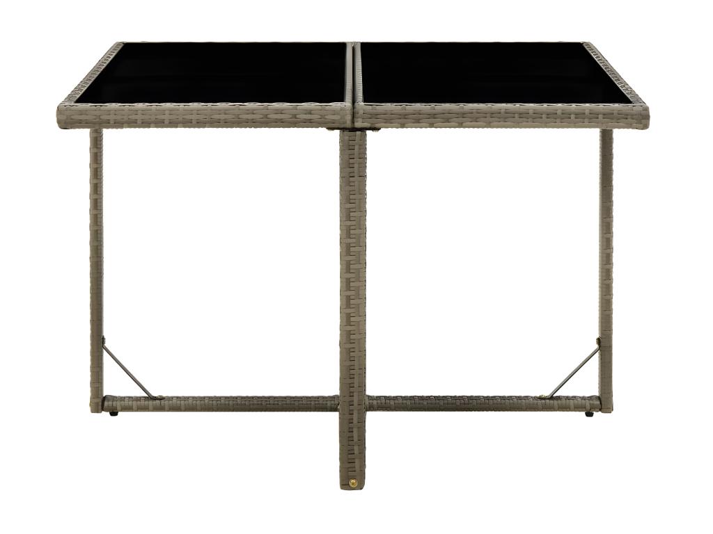 Ventoriq Premium - Table de jardin Gris 109x107x74 cm Résine tressée et verre HVKD26062