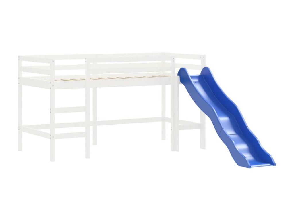 Lit mezzanine enfant avec tunnel sans matelas bleu 80x200 cm RFBO62552