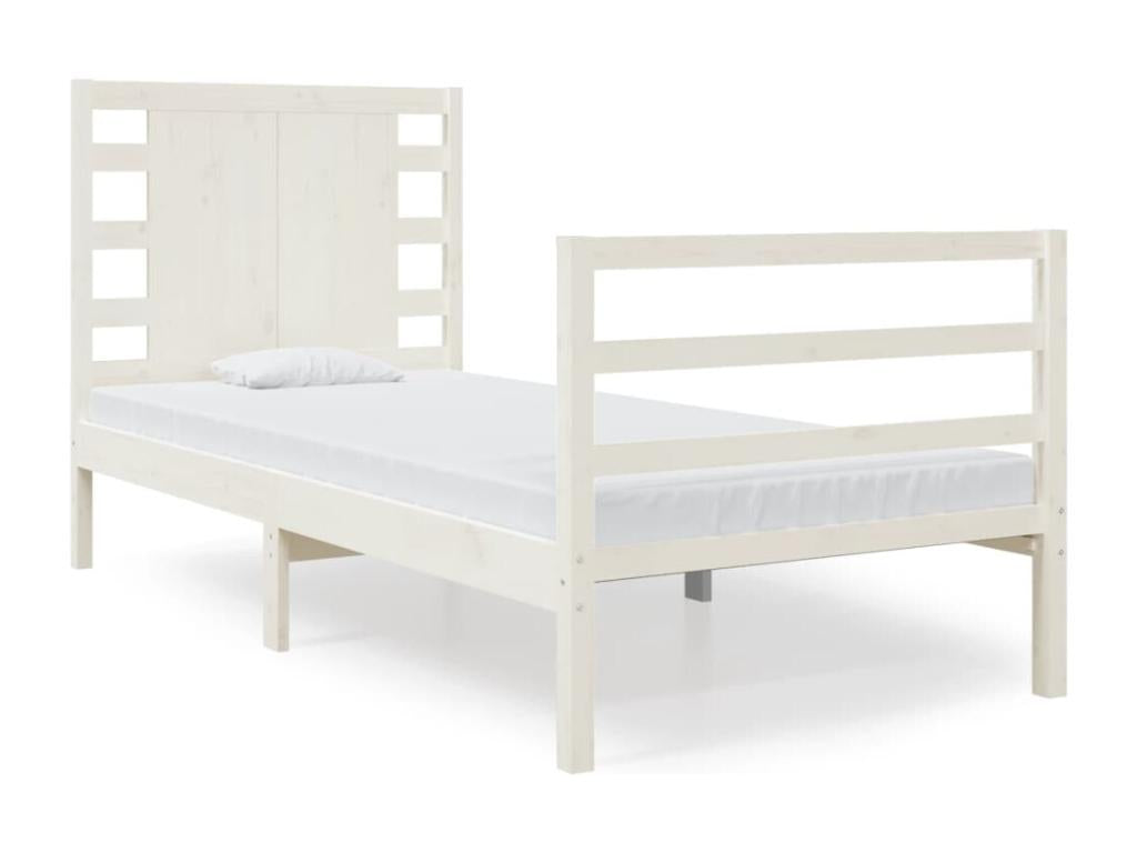 Cadre de lit sans matelas blanc 75x190 cm bois de pin massif BYKP20358