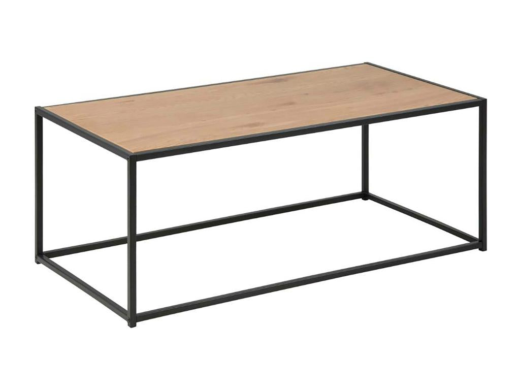Table basse rectangulaire moderne en acier et MDF effet chêne UMQW69798