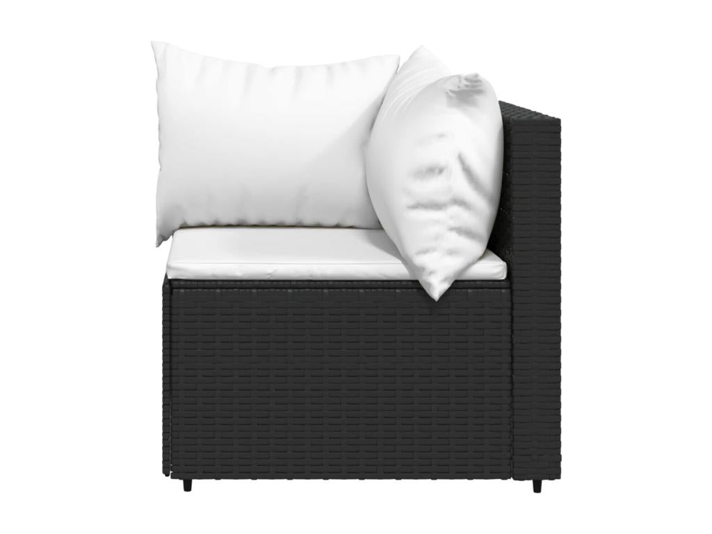 Salon de jardin 4 pcs avec coussins Noir Résine tressée MXUJ70611