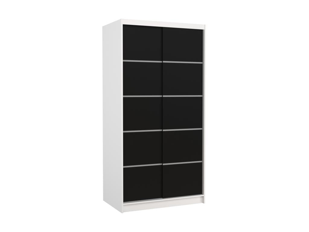 Petite armoire de chambre blanche 2 portes coulissantes en bois noir Boislis 100cm YSFE70562