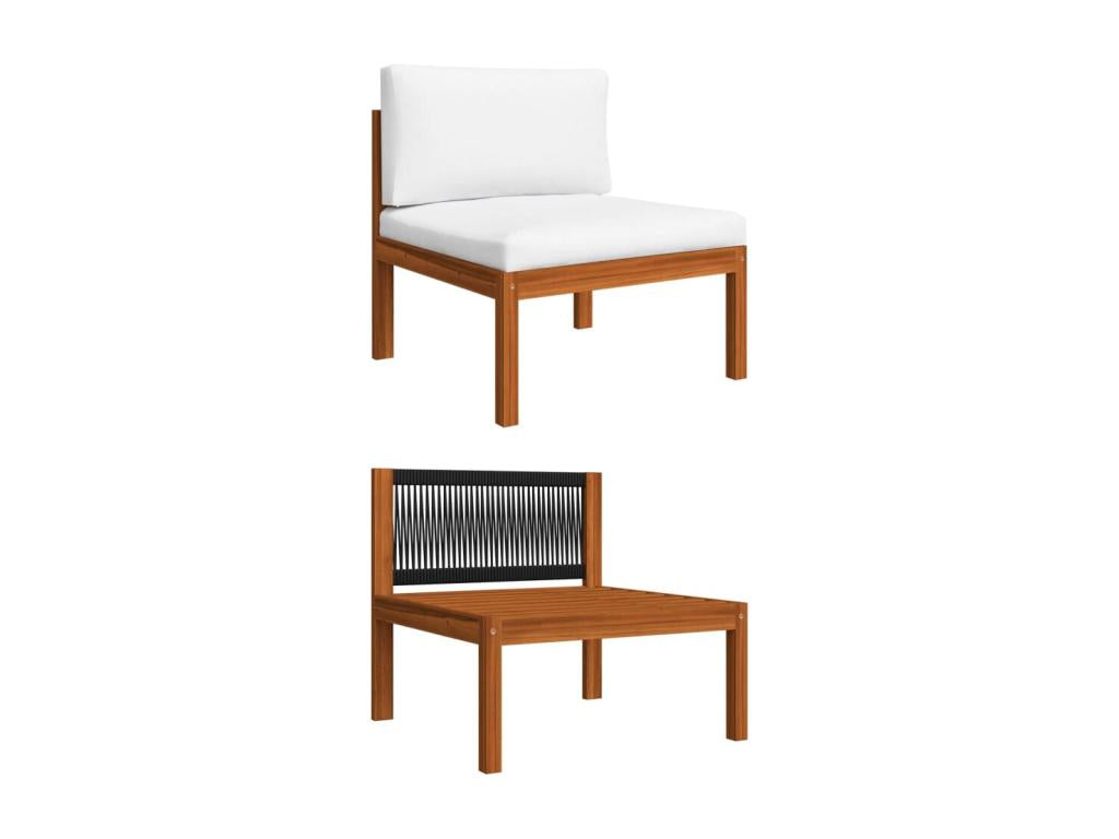 Salon de jardin 6 pièces avec coussins Crème Bois d'Ventoriq solide FZFG07823