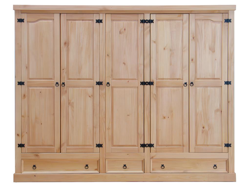 Nouveau Boislis Armoire 5 tiroirs avec 3 tiroirs largeur 244 cm hauteur 195 cm délavé/ciré. IZTJ78982