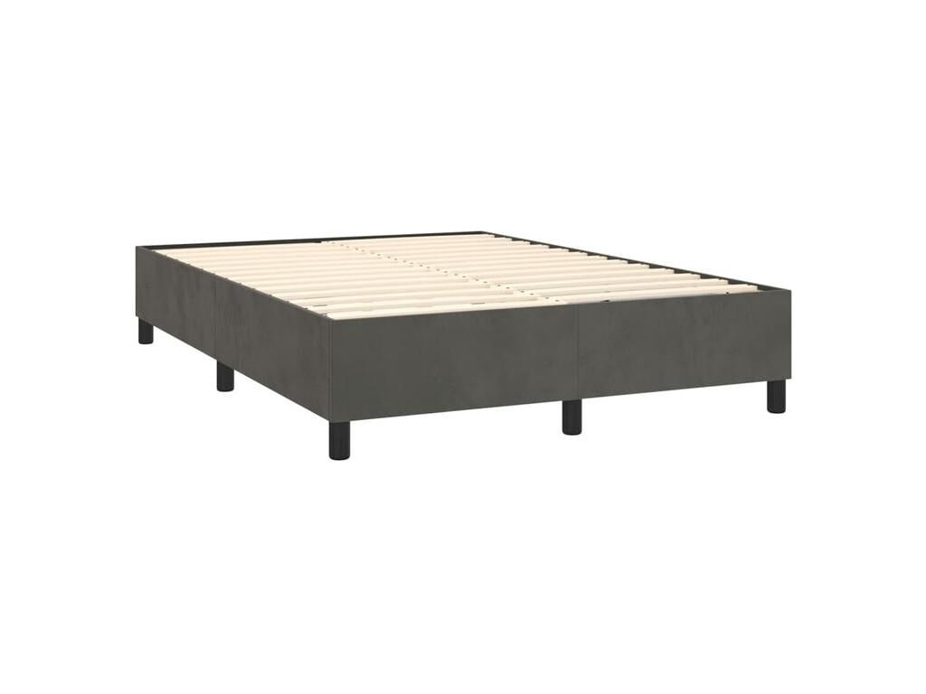 Sommier à Boislis de lit et matelas Gris foncé 140x190 Velours VBDZ35414