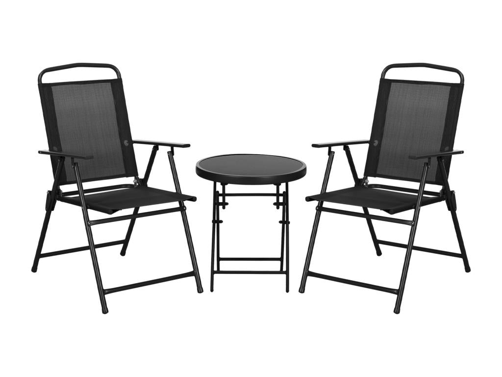 Ensemble Mobenze de jardin 3 pièces chaises pliables table basse NSTY15260