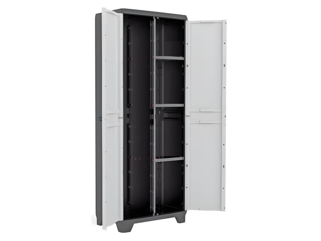 Armoire de rangement utilitaire Ventoriq - 68x39x173 cm - Noir et gris ASZC99616