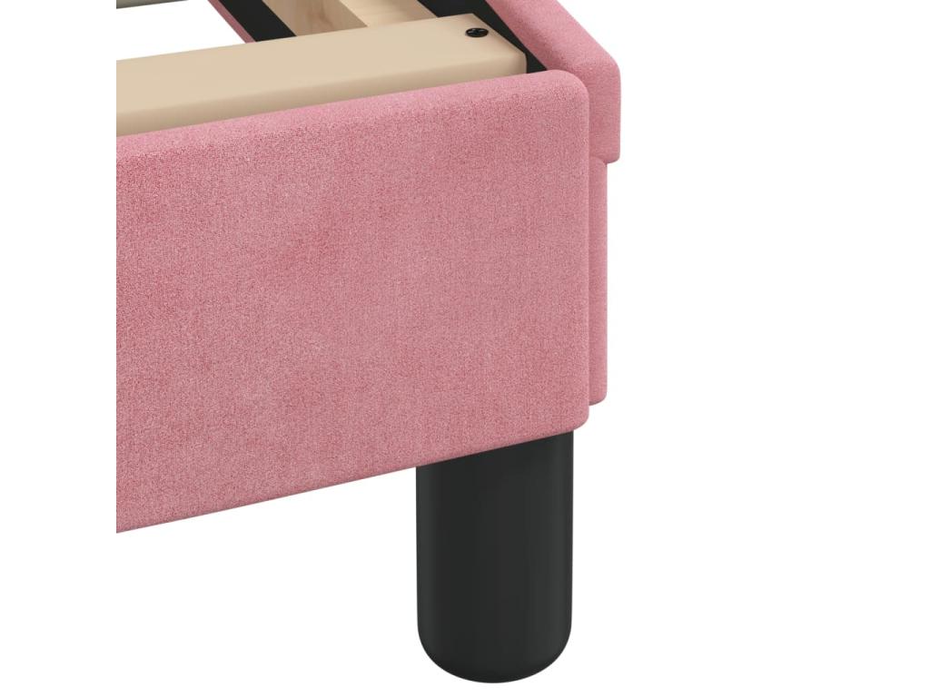 Lit avec matelas rose 140x200 cm velours BISS51288