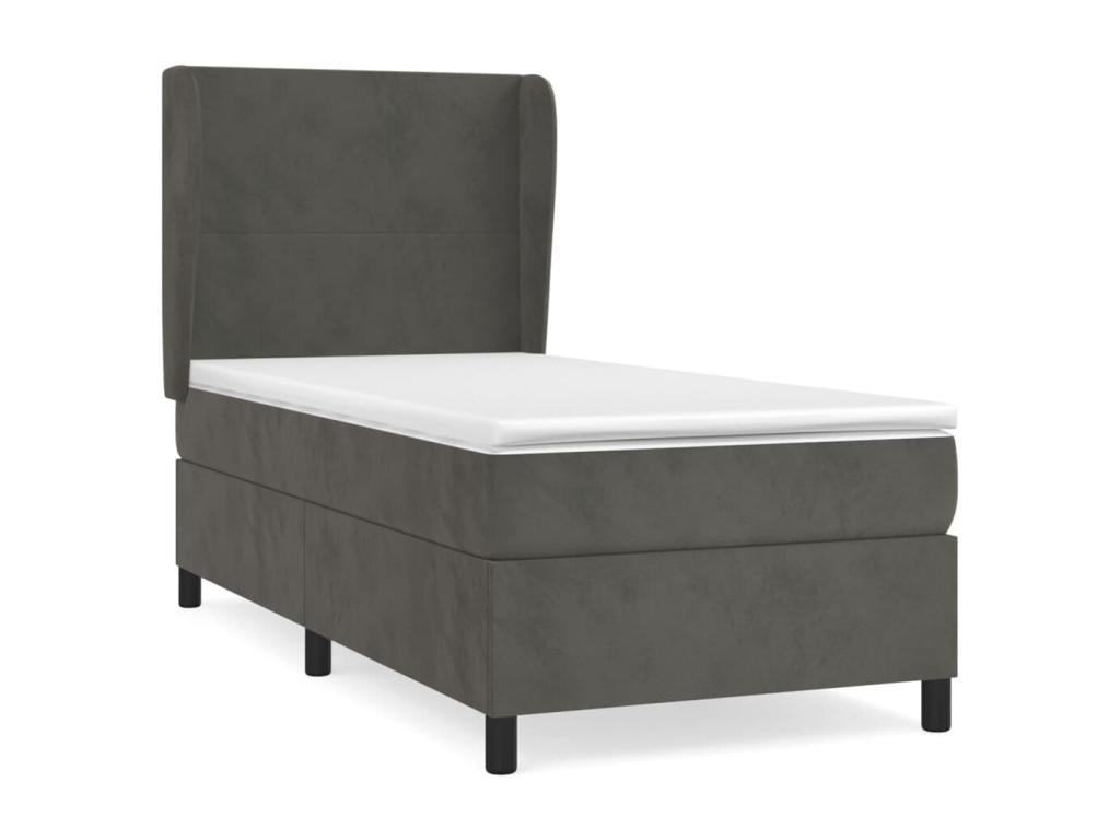 Lit à sommier tapissier et matelas Gris foncé 90x200 cm Velours VHAD93993