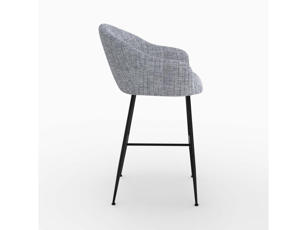 Chaise de bar en tissu gris chiné 76 cm - Socky HCSM83074