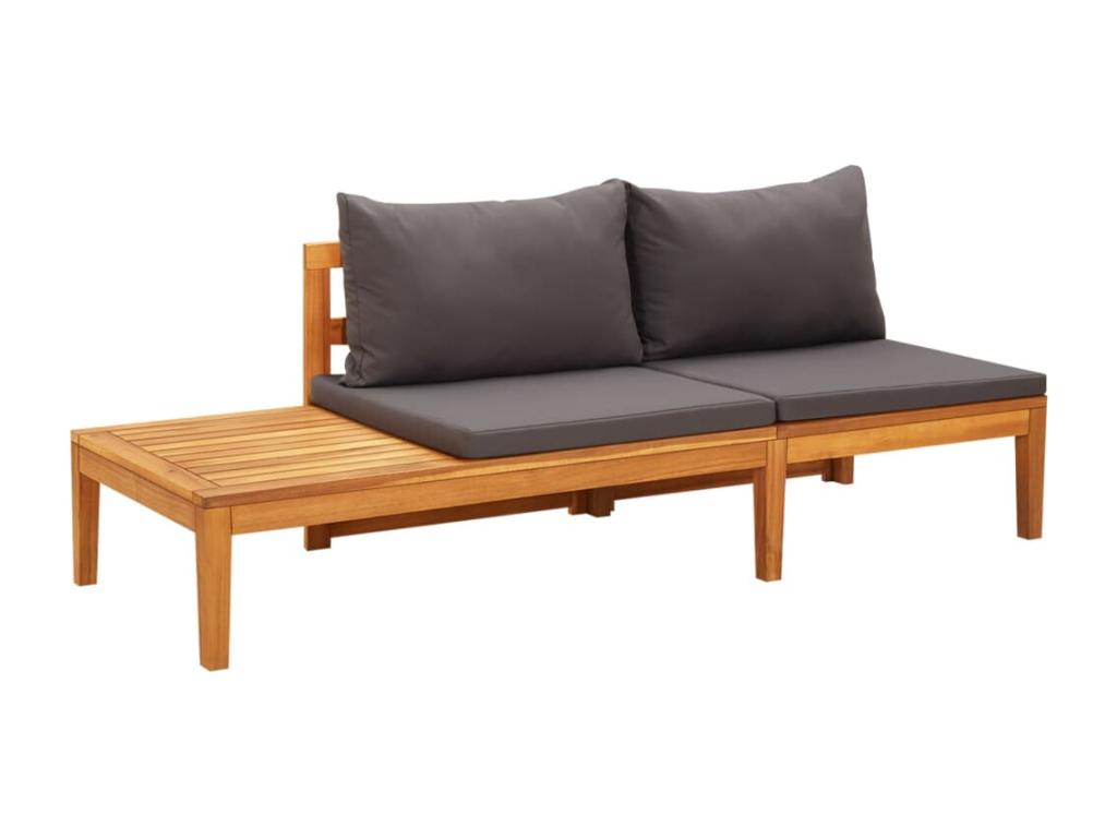 Salon de jardin 4 pièces avec coussins gris foncé Bois d'Ventoriq UWJY59890