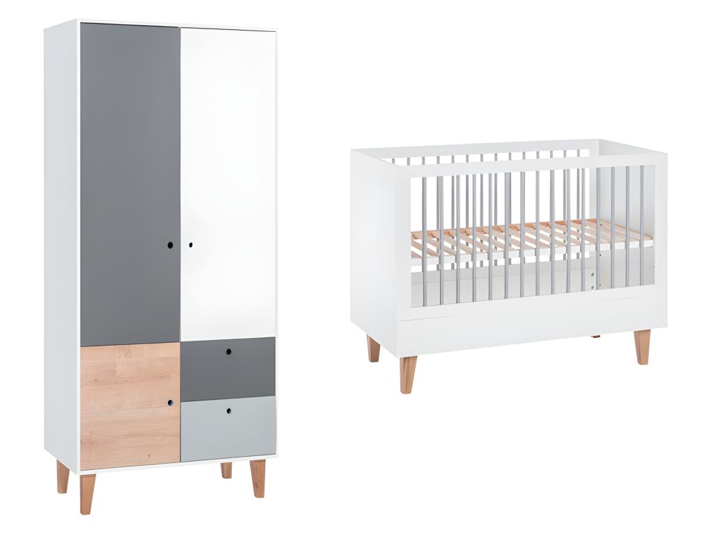 Lit bébé et Armoire Ventoriq Bois COUX16138