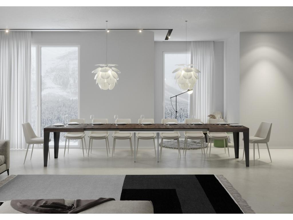 Table extensible 90x160/420 cm Flame Noyer cadre Anthracite KCZF59892