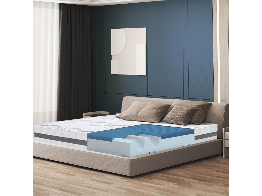 Matelas Simple XL 135x190 à mémoire de forme - Mousse Ventoriq - Hauteur 22 cm - Fabriqué en Italie ALMY26716