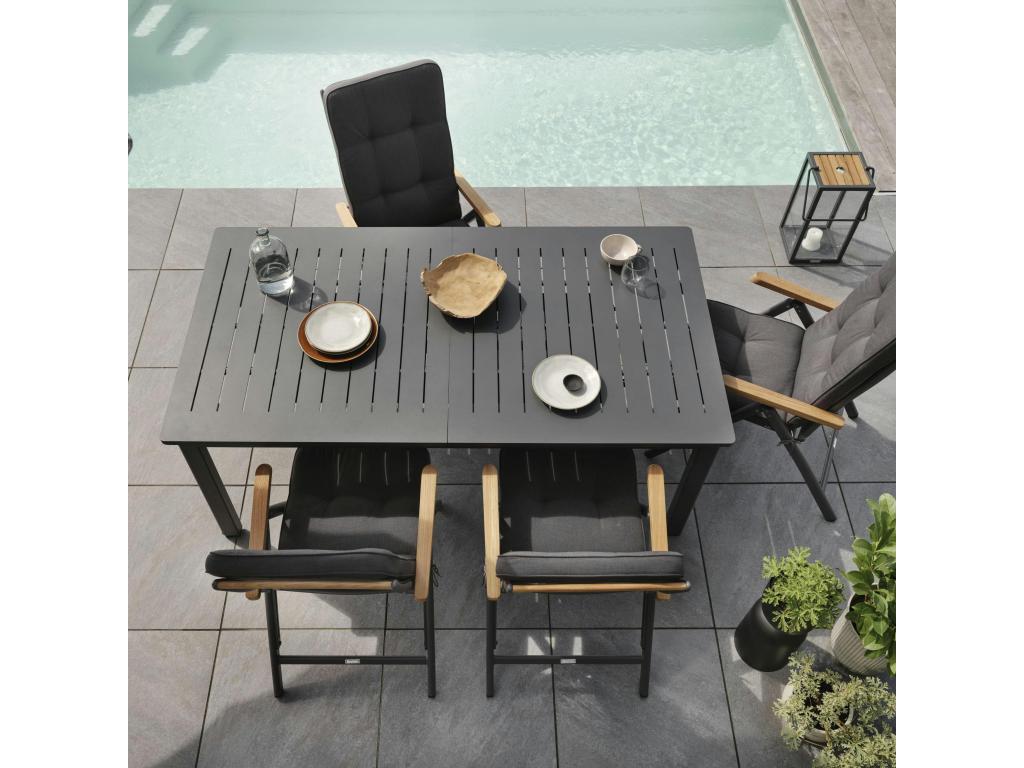 Table de jardin extensible en aluminium gris ardoise 194/314 cm Ventoriq PUKU39737