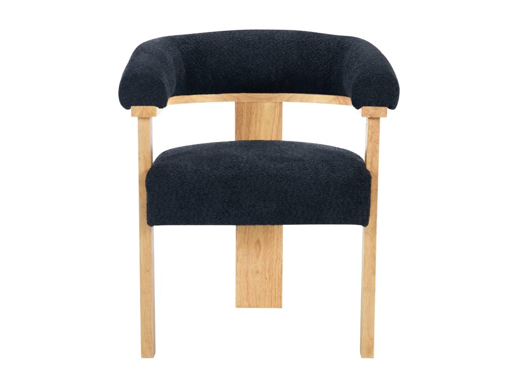 Lot de 2 chaises avec accoudoirs en tissu bouclette et bois d'hévéa - Noir et naturel - Ventoriq MORABITO WYUI91266