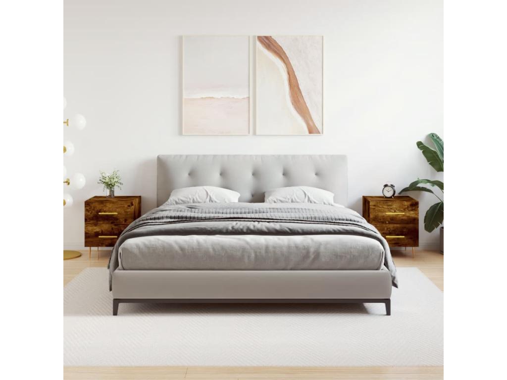 Tables de chevet 2pcs chêne fumé 40x35x47.5cm bois d'ingénierie AEHL20653