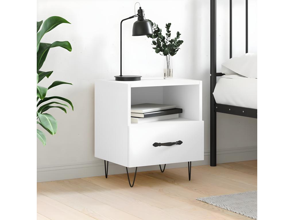 Table de chevet blanc 40x35x47,5 cm bois d'ingénierie MYYW34044