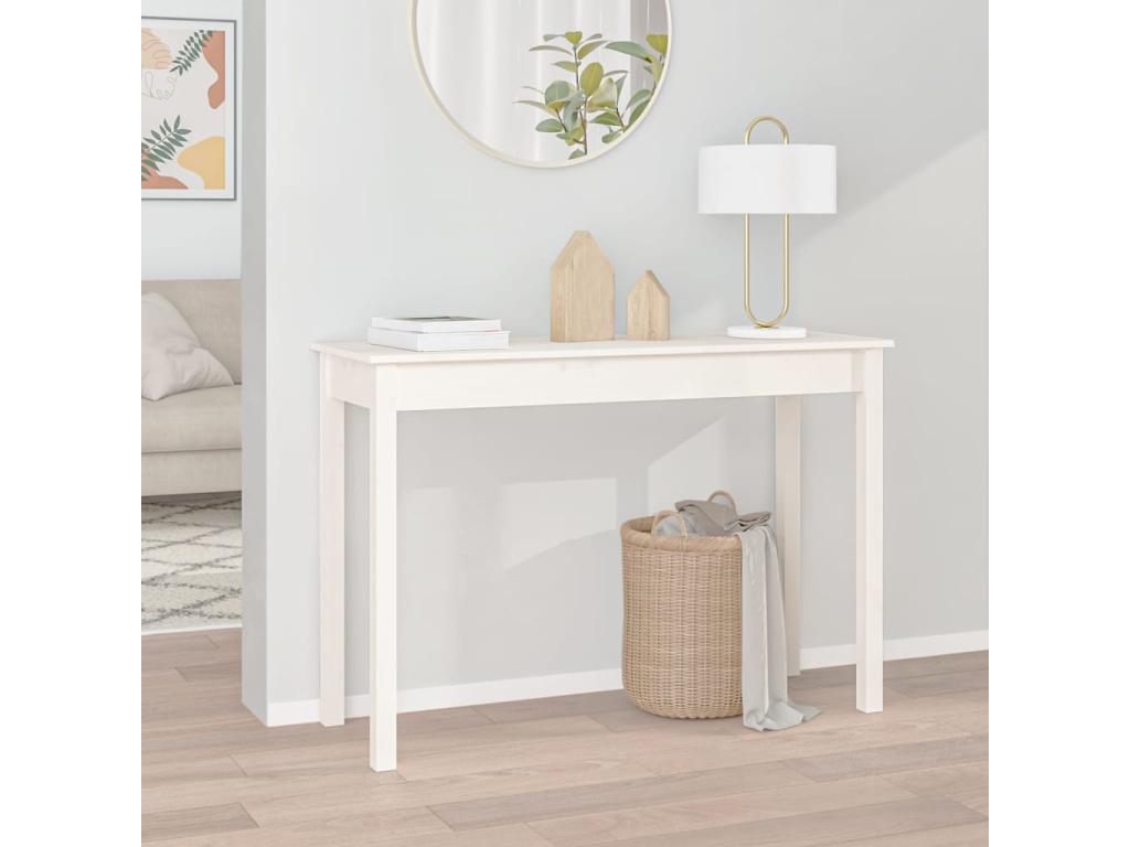 Table console Blanc 110x40x75 cm Bois massif de pin XBHK54282