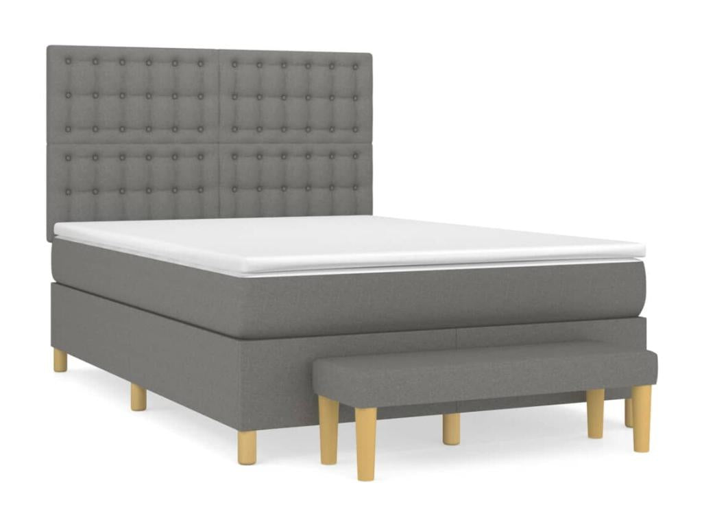 Lit à sommier tapissier avec matelas Gris foncé 140x200cm Tissu PAFP34378