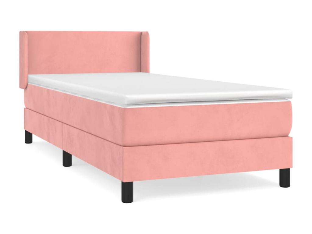 Lit à sommier tapissier avec matelas Rose 90x200 cm Velours XUPP60058
