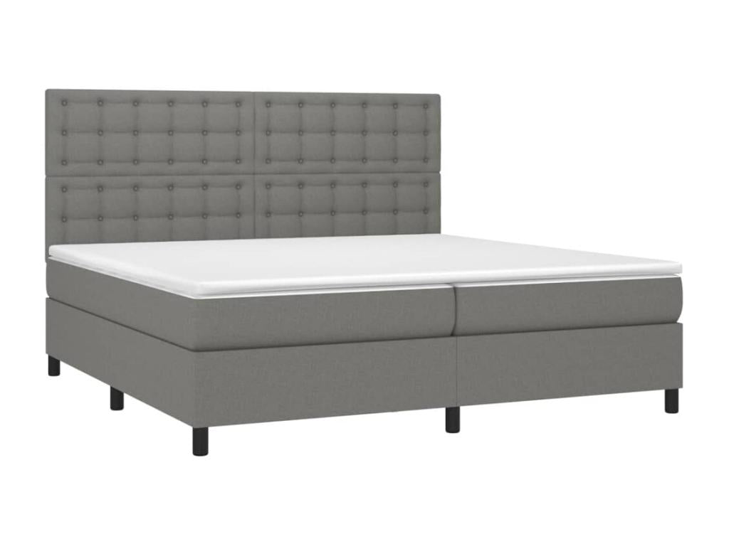 Sommier tapissier et matelas et LED Gris foncé 200x200 cm Tissu WABV81621