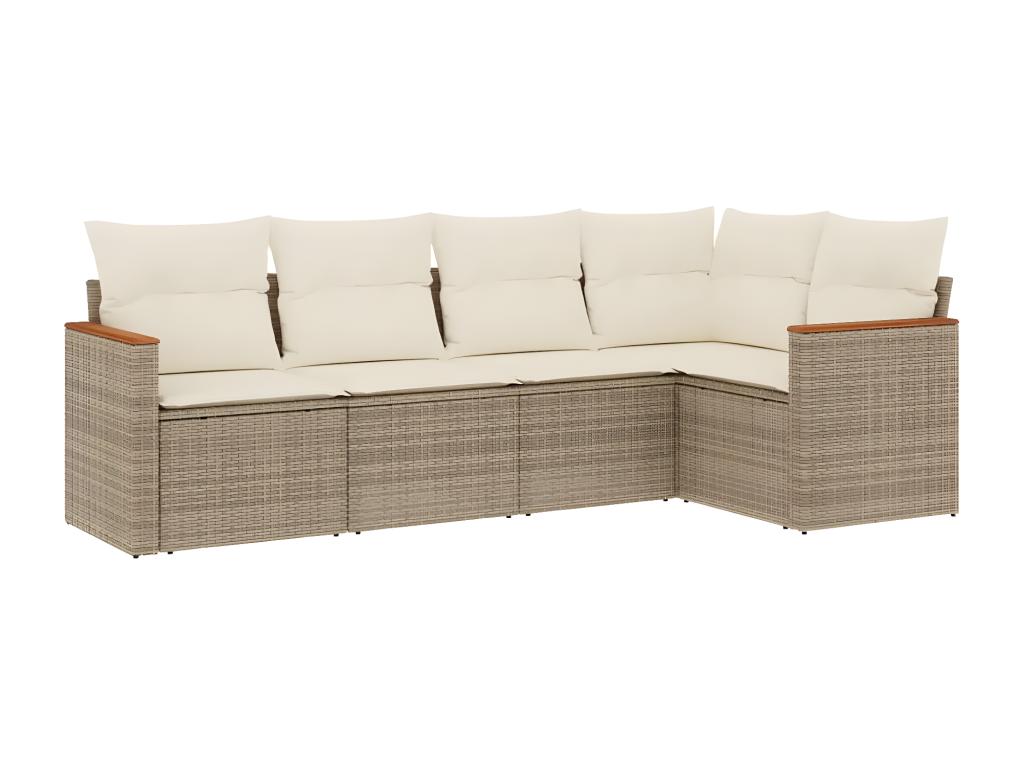 Salon de jardin avec coussins 5 pcs beige résine tressée KGKM97194