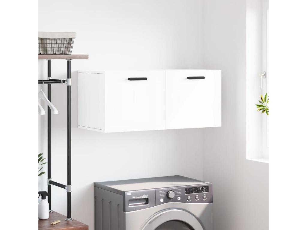 Armoire murale blanc brillant 80x36,5x35 cm bois d'ingénierie NBVN94497