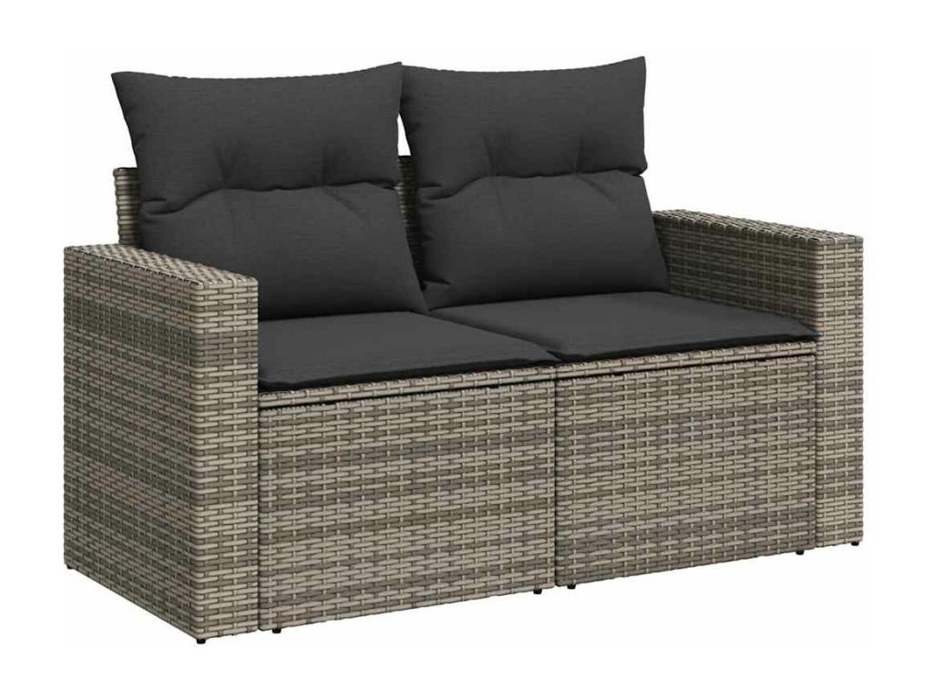 Salon de jardin 6 pcs avec coussins gris résine tressée OJVY56964