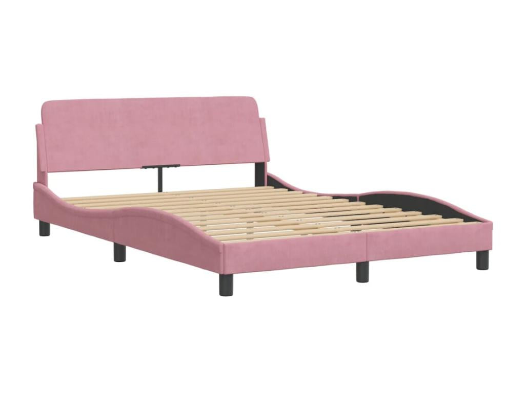 Lit avec matelas rose 140x200 cm velours BISS51288